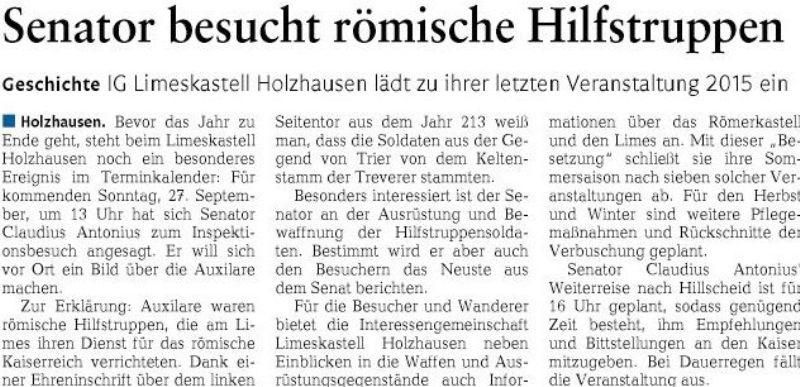 -- 1Senator besucht römische Hilfstruppen.jpg [Artikel zur letzten Kastellbesetzung in der Rhein-...]